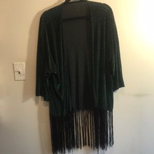 Vintage velvet leopard shawl with fringe
